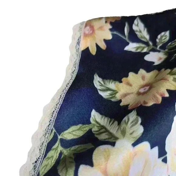 Vtg Barbizon Kaftan Blue Floral Lace Grandmacore Nightgown XXL Maxi Mumu - Picture 15 of 16